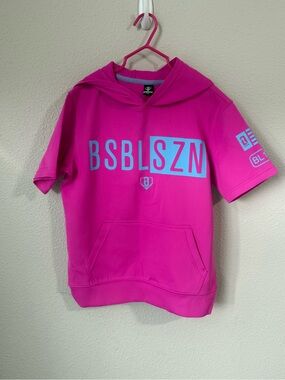 Baseball 101 pink hooded shirt EUC